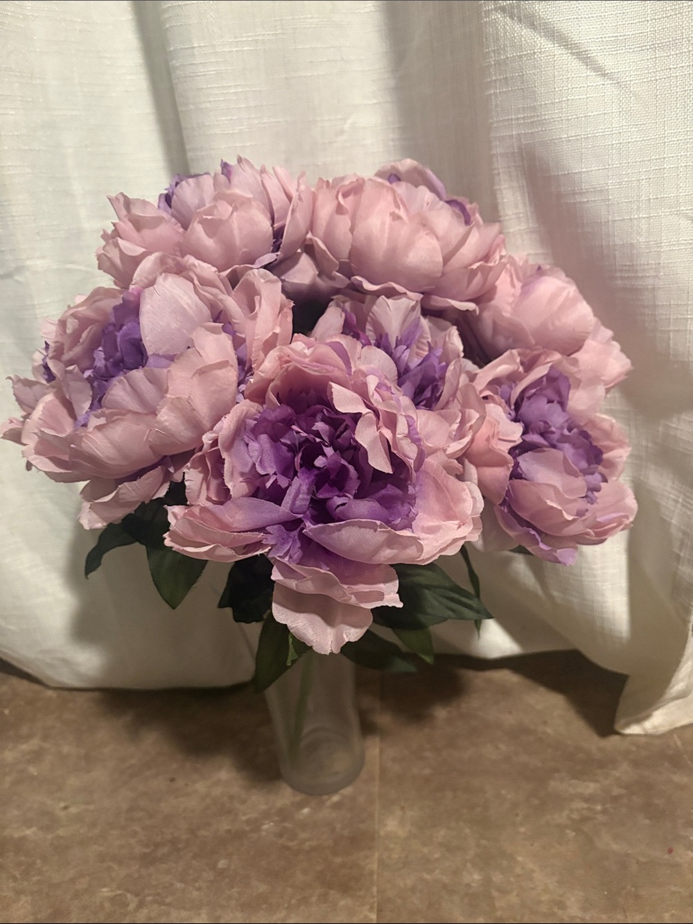 Lavender & Lilac Artificial Peony 2 Bouquets made of fabric 14”